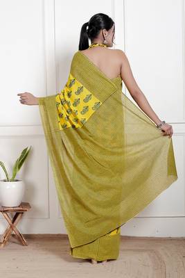 Floral printed cotton ethnic saree for woman 2
