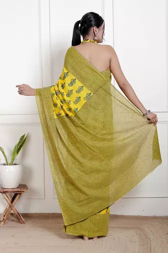 Floral printed  cotton ethnic saree for woman