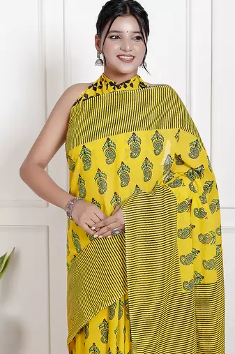 Floral printed  cotton ethnic saree for woman