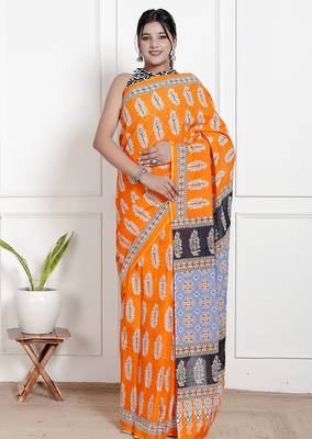 Floral printed  cotton ethnic saree for woman 1