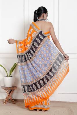 Floral printed  cotton ethnic saree for woman 2