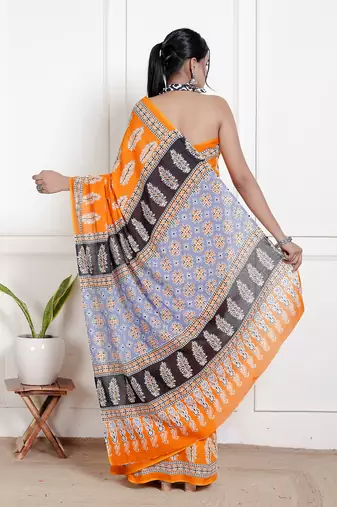 Floral printed  cotton ethnic saree for woman