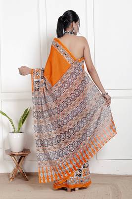 Floral printed cotton ethnic saree for woman 2
