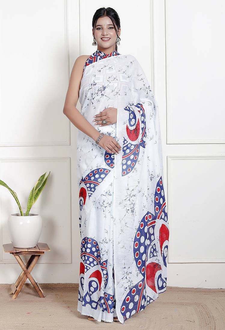 Floral printed pure cotton ethnic saree for woman