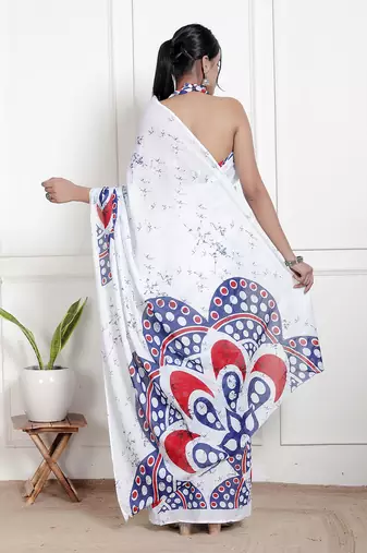 Floral printed  cotton ethnic saree for woman