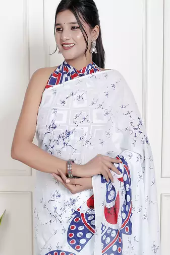 Floral printed  cotton ethnic saree for woman