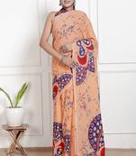 Floral printed pure cotton ethnic saree for woman