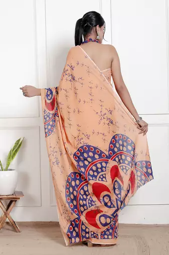 Floral printed  cotton ethnic saree for woman