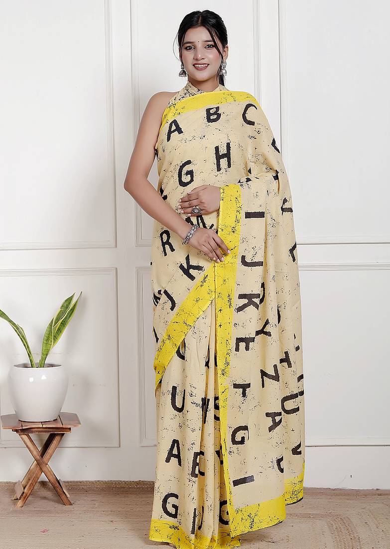 Floral printed pure cotton ethnic saree for woman