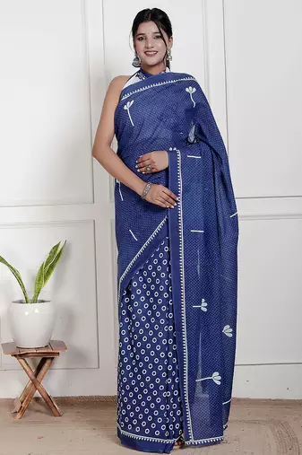 Floral printed pure cotton ethnic saree for woman