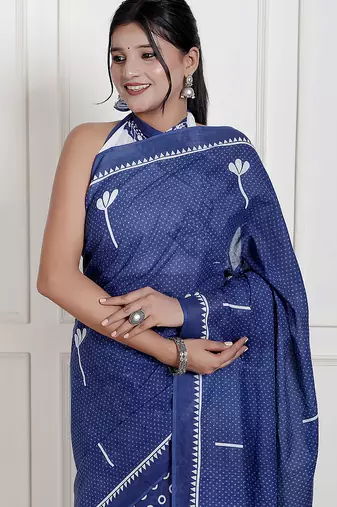 Floral printed  cotton ethnic saree for woman