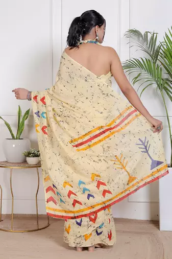 Floral printed  cotton ethnic saree for woman