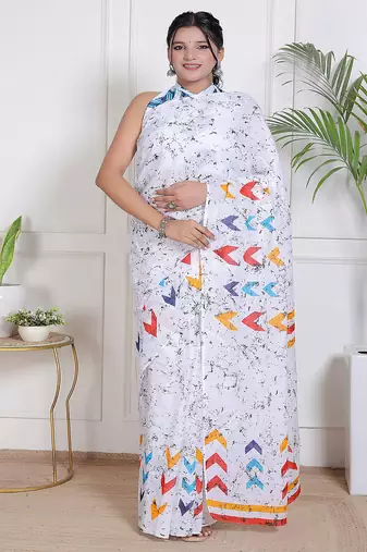 Floral printed pure cotton ethnic saree for woman