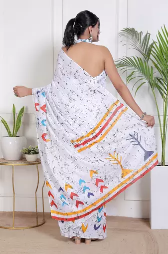Floral printed  cotton ethnic saree for woman