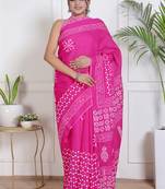 Floral printed pure cotton ethnic saree for woman