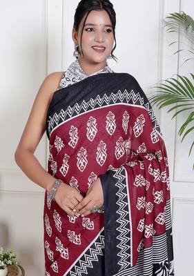 Floral printed cotton ethnic saree for woman 3