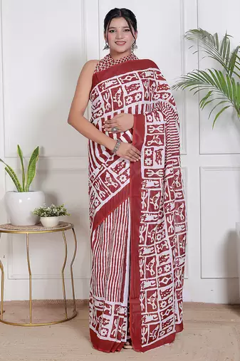 Floral printed pure cotton ethnic saree for woman