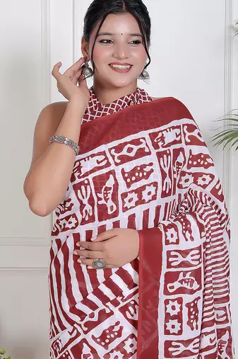 Floral printed  cotton ethnic saree for woman