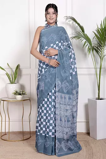 Floral printed pure cotton ethnic saree for woman