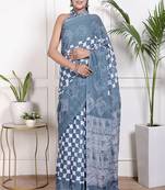 Floral printed pure cotton ethnic saree for woman