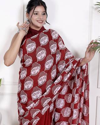 Floral printed  cotton ethnic saree for woman 3