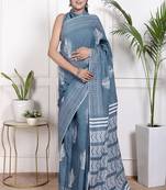 Floral printed pure cotton ethnic saree for woman