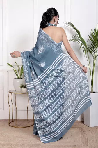 Floral printed  cotton ethnic saree for woman