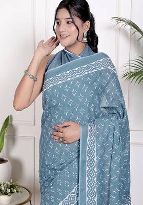 Floral printed  cotton ethnic saree for woman 3