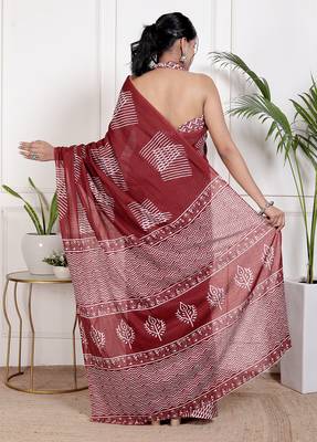 Floral printed cotton ethnic saree for woman 2