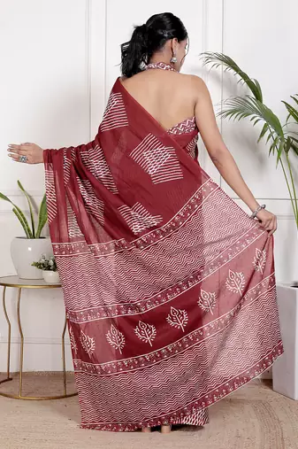 Floral printed  cotton ethnic saree for woman