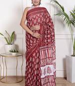 Floral printed pure cotton ethnic saree for woman