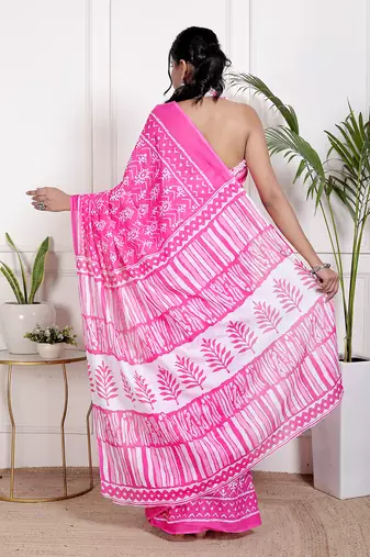 Floral printed  cotton ethnic saree for woman