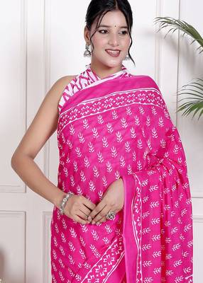 Floral printed  cotton ethnic saree for woman 3