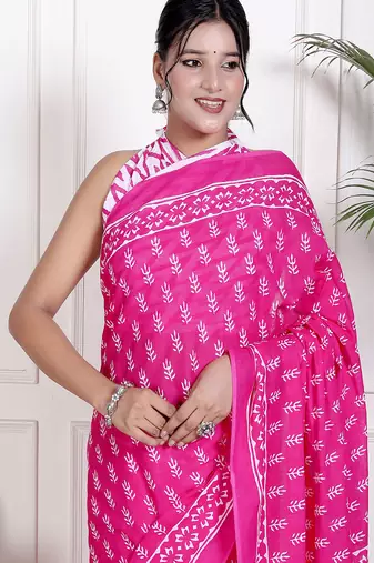 Floral printed  cotton ethnic saree for woman
