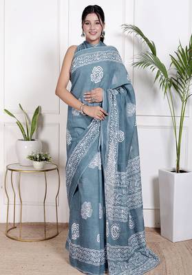 Floral printed  cotton ethnic saree for woman 1