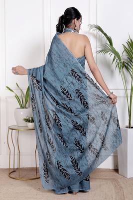 Floral printed cotton ethnic saree for woman 2