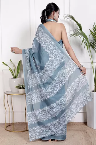 Floral printed  cotton ethnic saree for woman