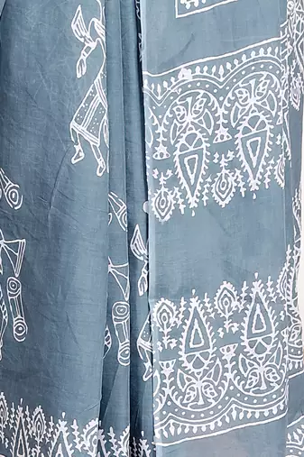 Floral printed  cotton ethnic saree for woman