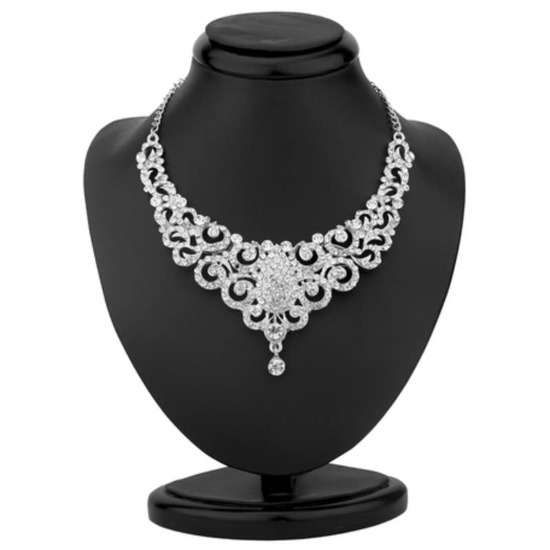 Incredible Rhodium Plated Australian Diamond Necklace Set Sukkhi Online Private Limited 718007