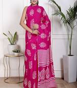 Floral printed pure cotton ethnic saree for woman