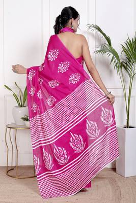 Floral printed  cotton ethnic saree for woman 2