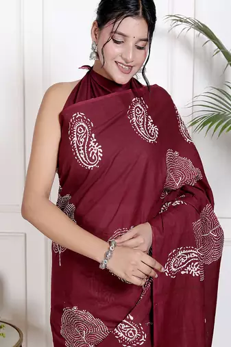 Floral printed  cotton ethnic saree for woman