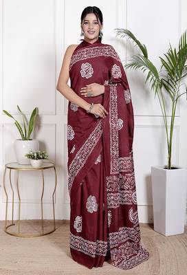 Floral printed cotton ethnic saree for woman 1
