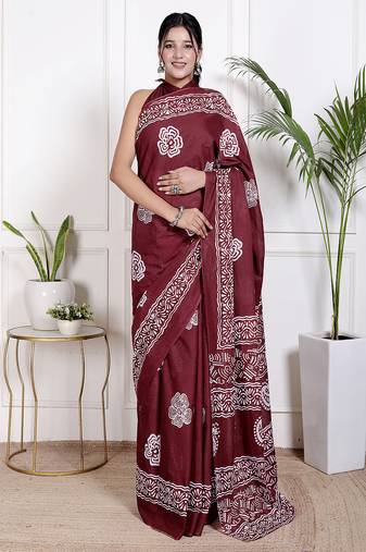 Floral printed pure cotton ethnic saree for woman
