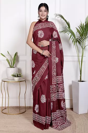 Floral printed pure cotton ethnic saree for woman