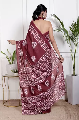 Floral printed  cotton ethnic saree for woman