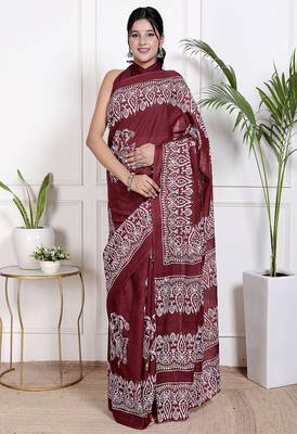 Floral printed cotton ethnic saree for woman 1