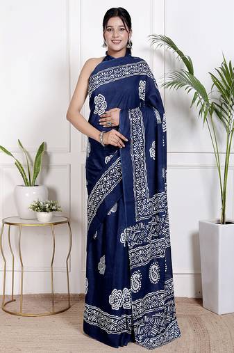Floral printed pure cotton ethnic saree for woman