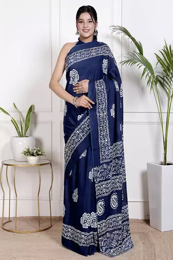 Floral printed pure cotton ethnic saree for woman