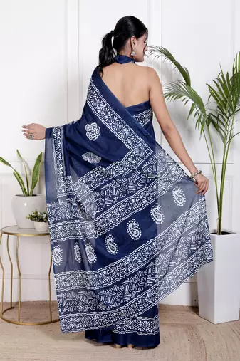 Floral printed  cotton ethnic saree for woman
